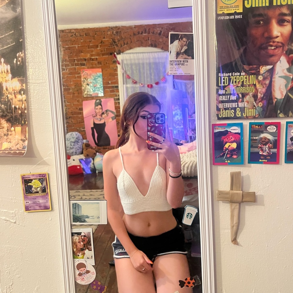 Women's White Knit Bralette